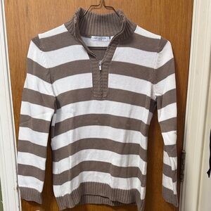 Liz Claiborne Women's Striped Sweater - Brown and White